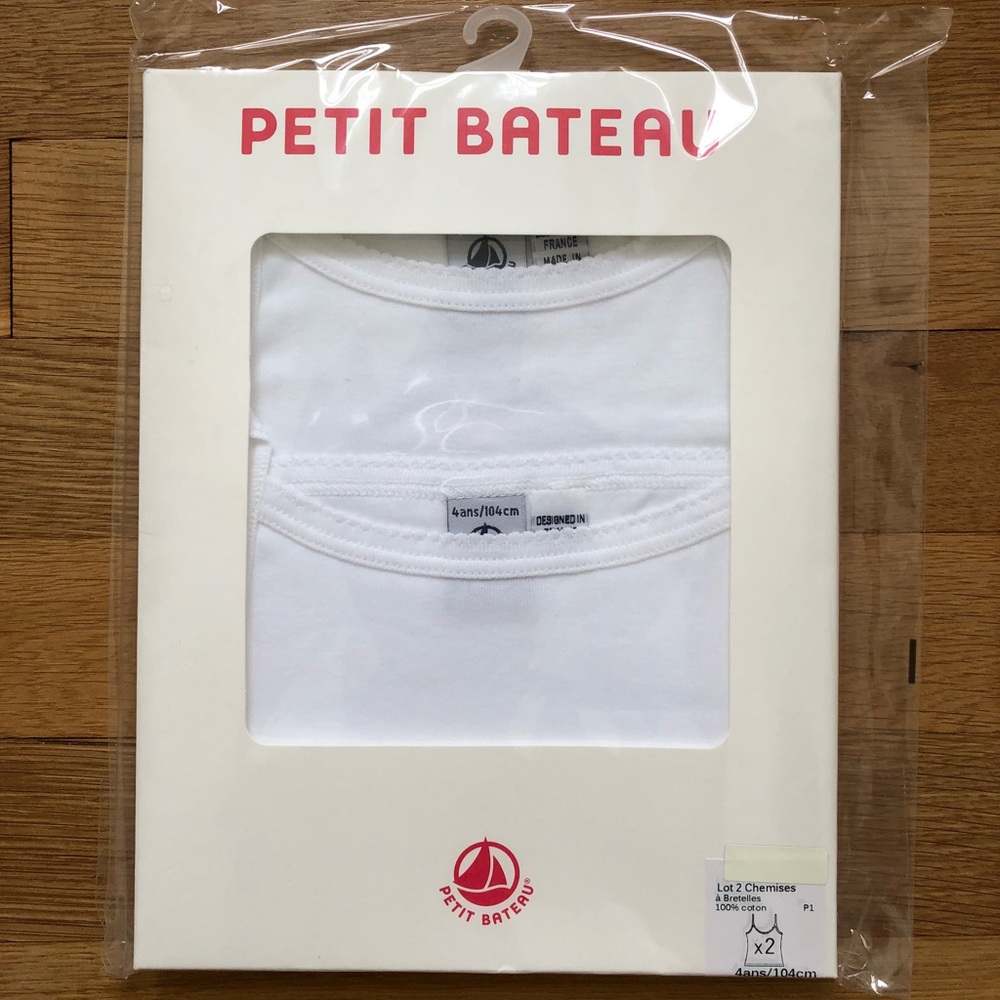 NEW Petit Bateau Set of 2 Girls Plain Tank Tops